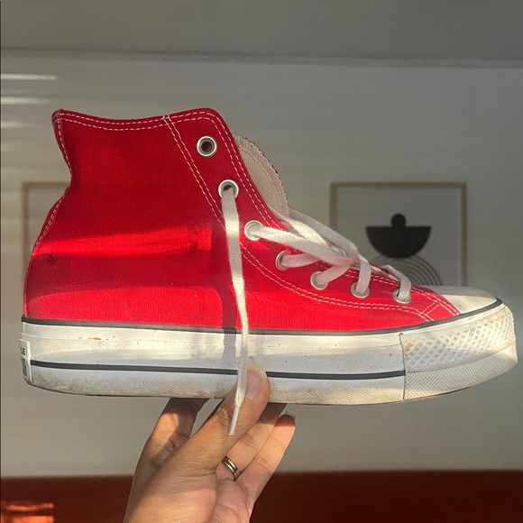 Converse Women's Red High-Top Sneakers - Picture 2 of 3